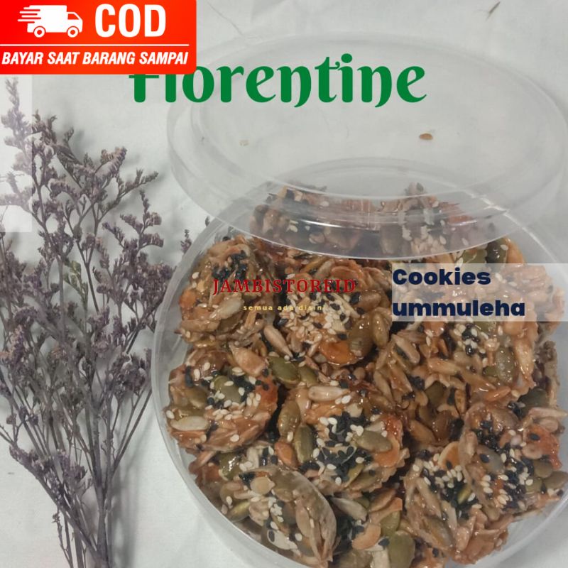 

(JAMBISTOREID) Healthy Snack Florentine Cookies Per Toples 350gram Kue Kering Terbuat dari Susu Kacang Almond Mete Kuaci Wijen Cemilan Makanan Sehat Diet Busui Bumil Jambi