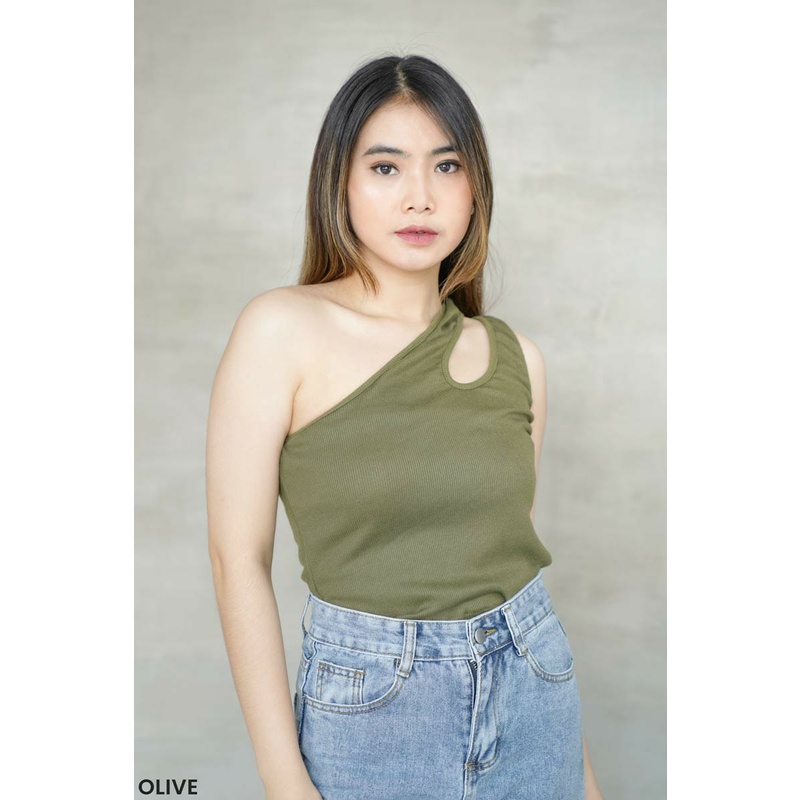 Denisa One Shoulder Top Atasan Tank Top Wanita