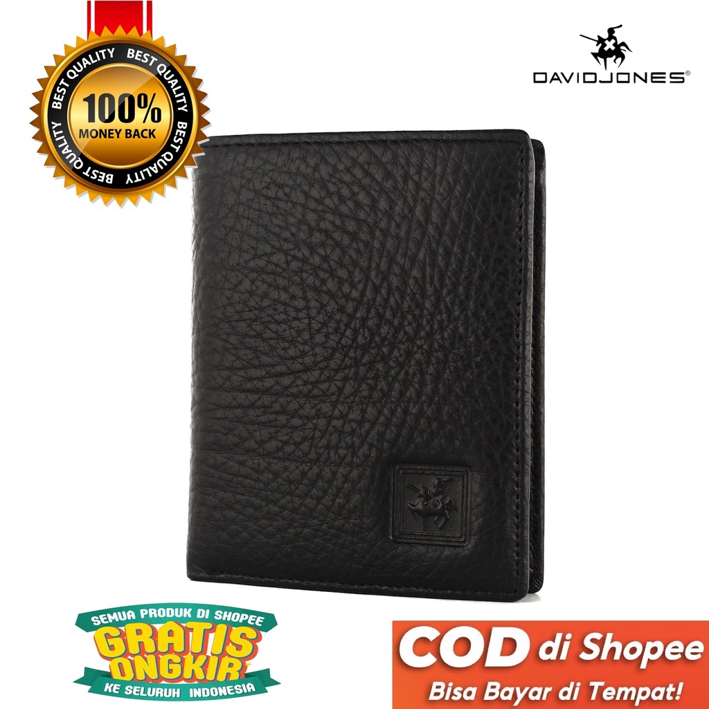 TOKOKOE - Dompet Pria model Berdiri bahan Kulit Premium Dompet Lipat - David Jones 50-05 Black