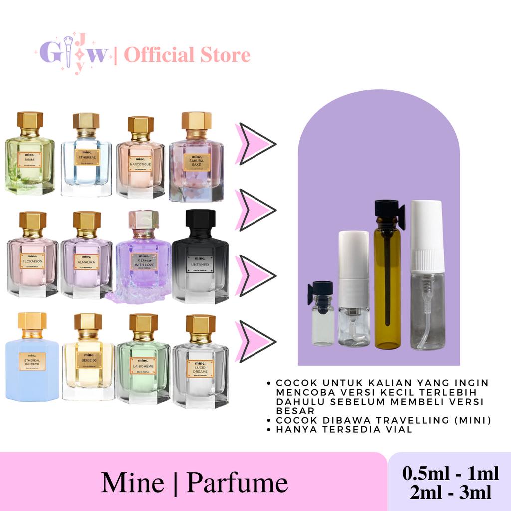 [DECANT] MINE parfume parfum perawatan kecantikan wewangian wangi tubuh badan share in jar bottle botol mini travel travelling kecil harum tatami ethereal beige 96 harum florasion la boheme