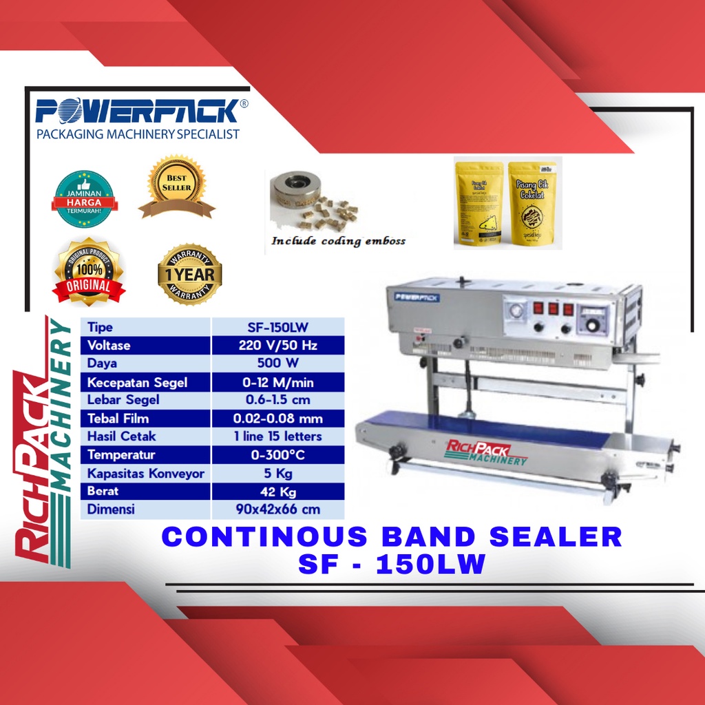 Powerpack SF-150LW Continous Band Sealer Mesin Segel Plastik