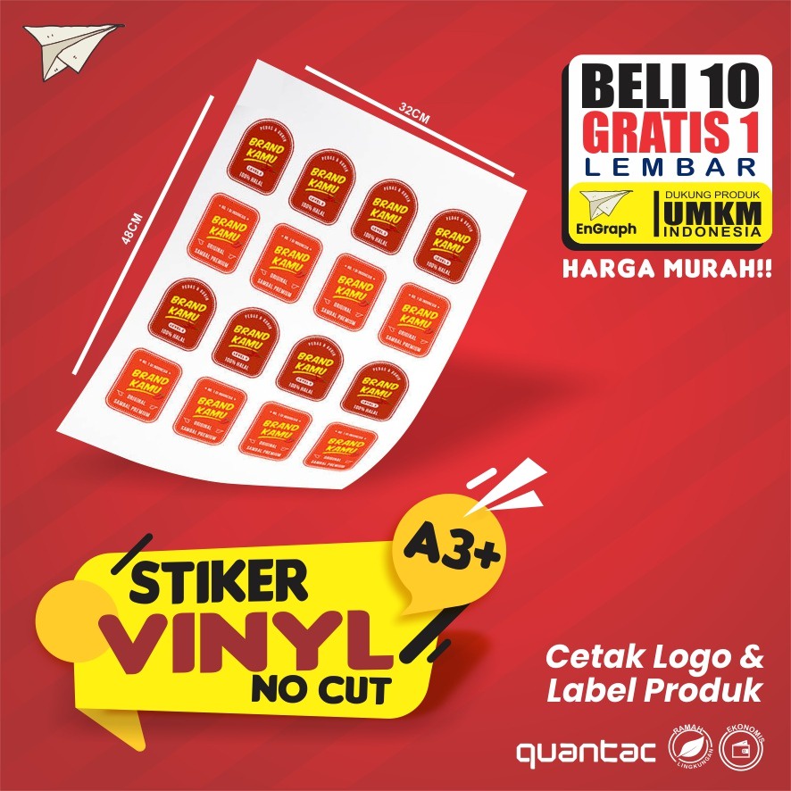 

Cetak Stiker Label Vinyl / Transparan A3+ / Cetak Label Kemasan no cut