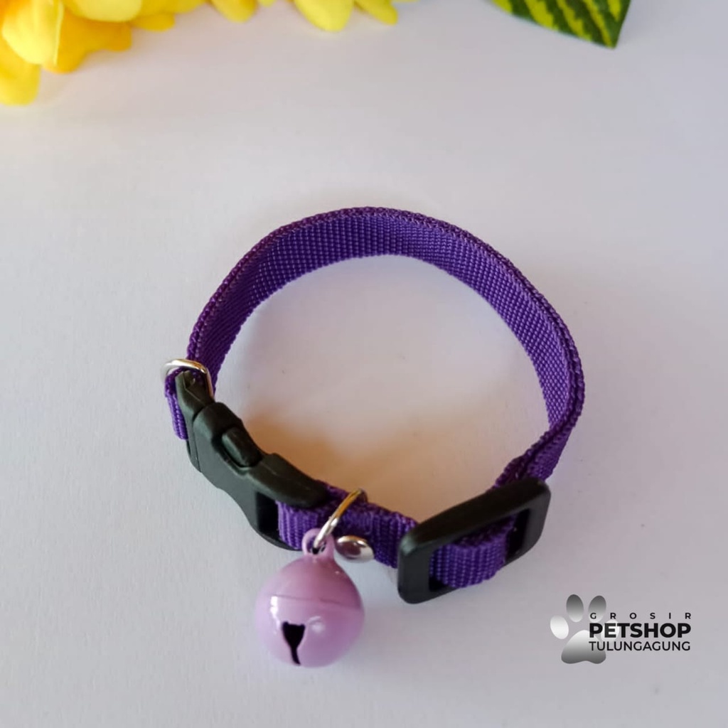 Kalung Kucing Polos Lonceng 14mm Doff bahan tebal