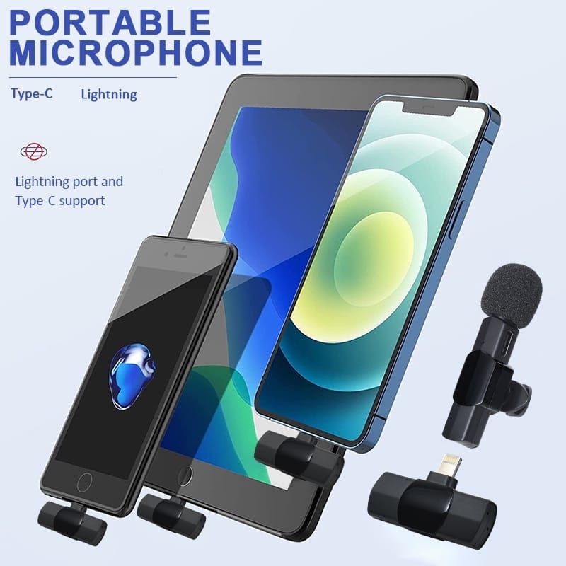 MIC WIRELESS HP VLOG YOUTUBER PORTABLE MIC FOR IPHONE AND ANDROID SMARTPHONE CONDENSER