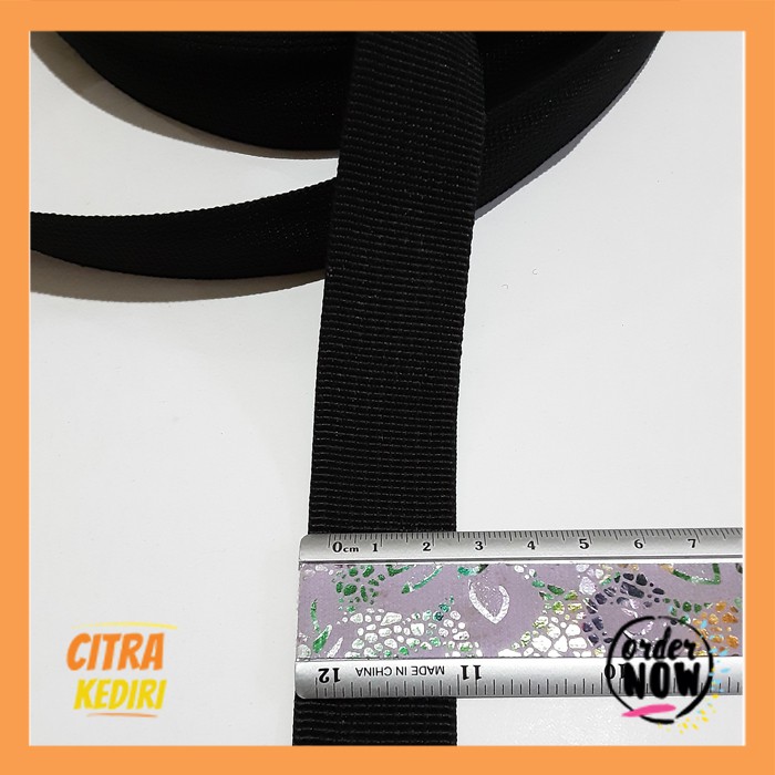 Tali Webbing hitam 3 cm tas kerajinan tangan aksesoris souvenir( permeter)