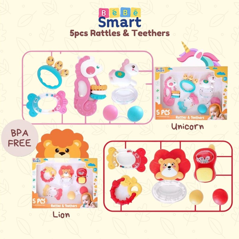 Bebe Smart 5pcs Rattles &amp; Teethers