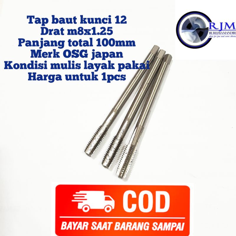 Jual tap hand tap tap panjang cocok untuk baut kunci 12 m8x1.25 OSG