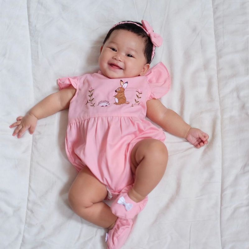 Baju jumper 0 6 bulan bando lucu bestseller anak bayi cewek perempuan murah-1