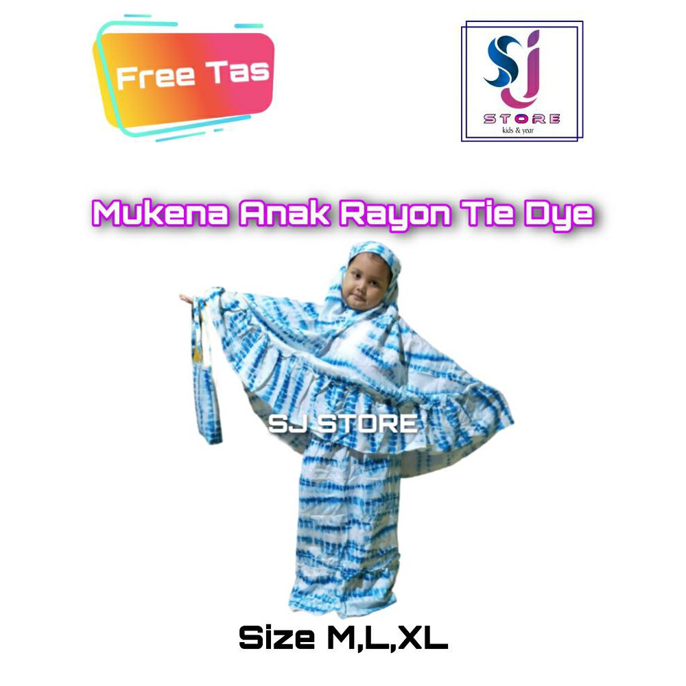 Mukenah Anak Perempuan / Mukena Anak Terbaru Rayon Tie Dye Fre Tas 1 - 10 Tahun