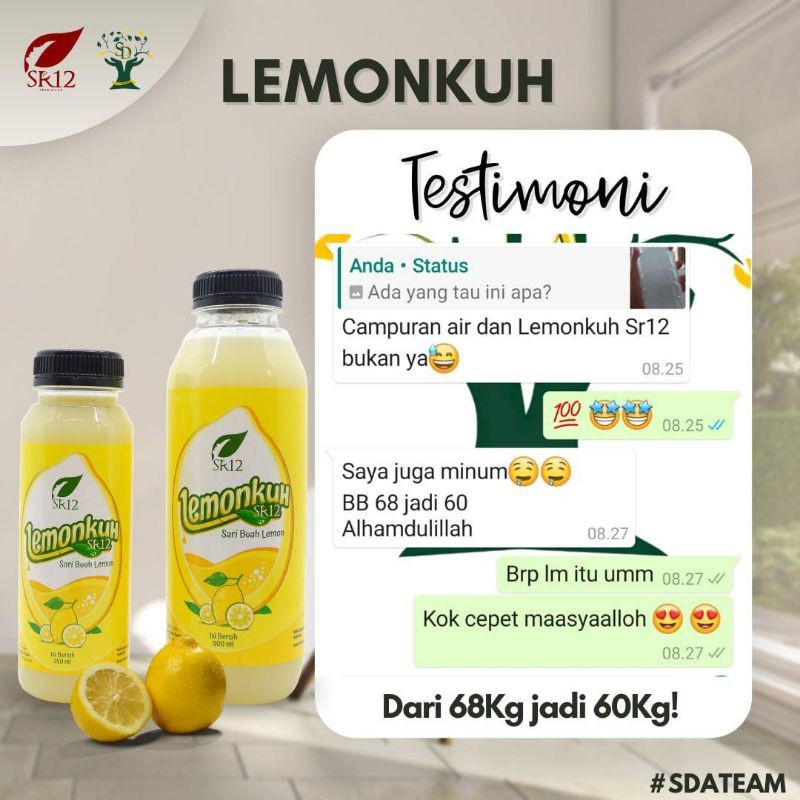 

lemonkuh sr12 / minuman nutrisi, meningkatkan daya tahan tubuh, diet sehat