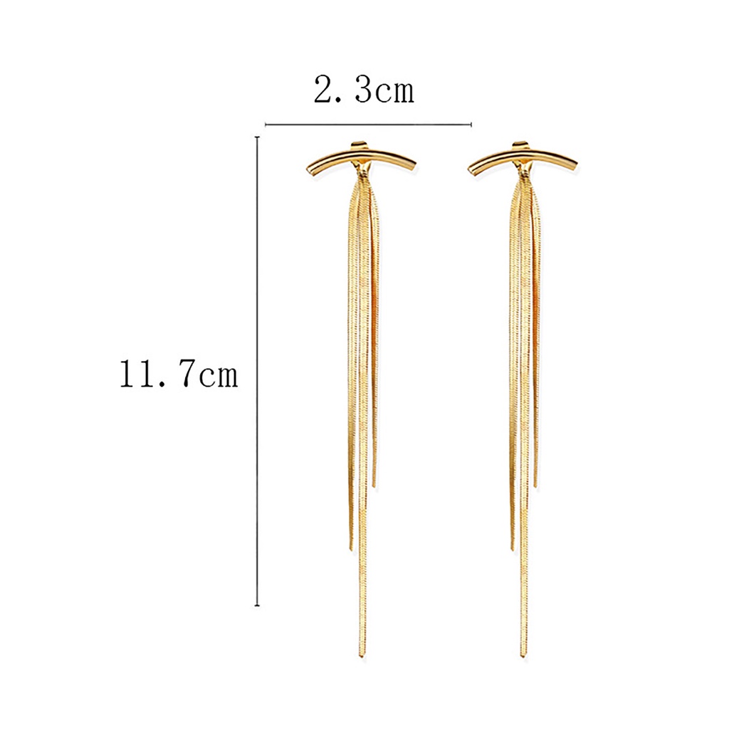 Hu Hu Hu Hu Hu Alat Bantu Pasang Kacamata♡ 1 Pasang Anting Tusuk Gantung Bahan Metal Desain Rumbai Panjang Untuk Wanita