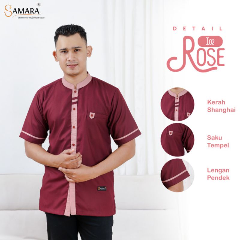 Sarimbit Baju Muslim Couple Keluarga Lebaran Rose Maroon
