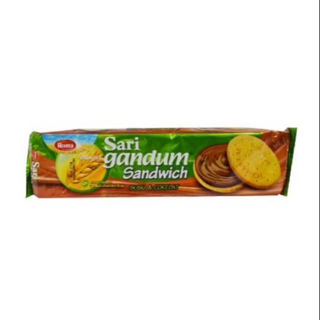 

ROMA SARI GANDUM SANDWICH 115 gram - Roma Peanut Choco - Biskuit Gandum Kacang Coklat