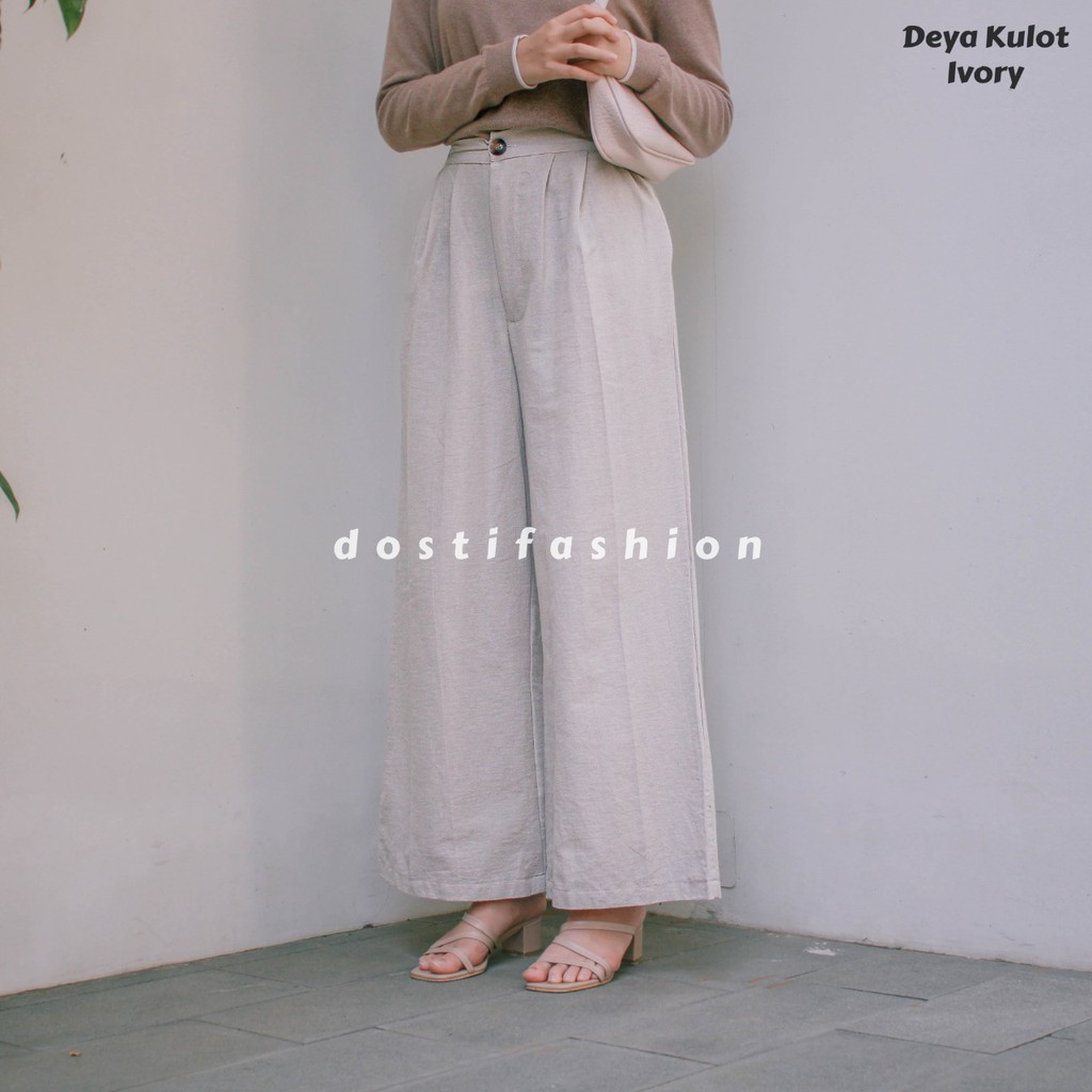 KULOT WANITA BAHAN LINEN MODEL LURUS KANCING-2