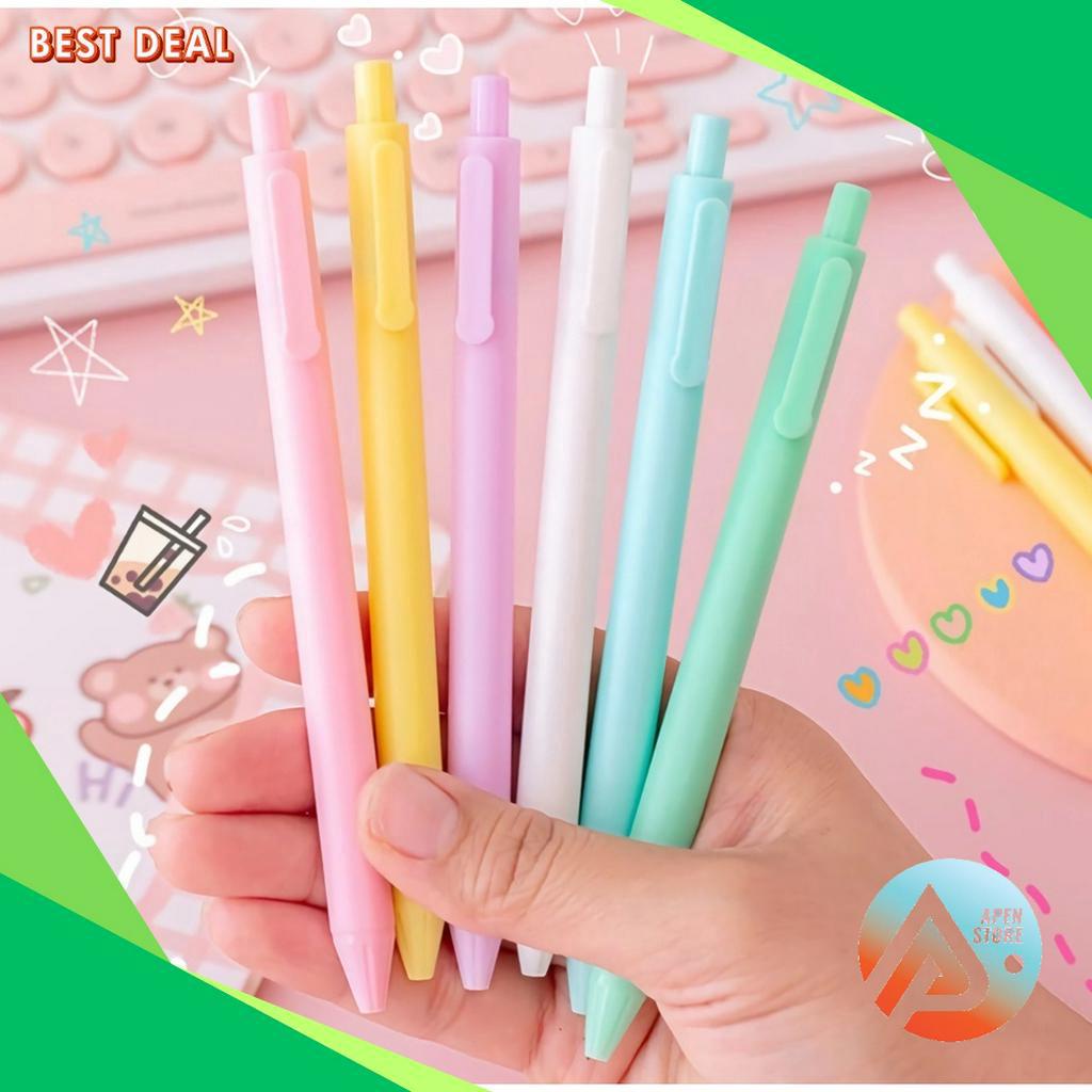 

BOMBASTIS APEN Pulpen Cetekan Macaron Pena Warna Pastel Macaroon Lucu Tinta Hitam Alat Tulis Sekolah Kantor Pen Warna Warni Bolpoint Polos Murah Barang Unik Import