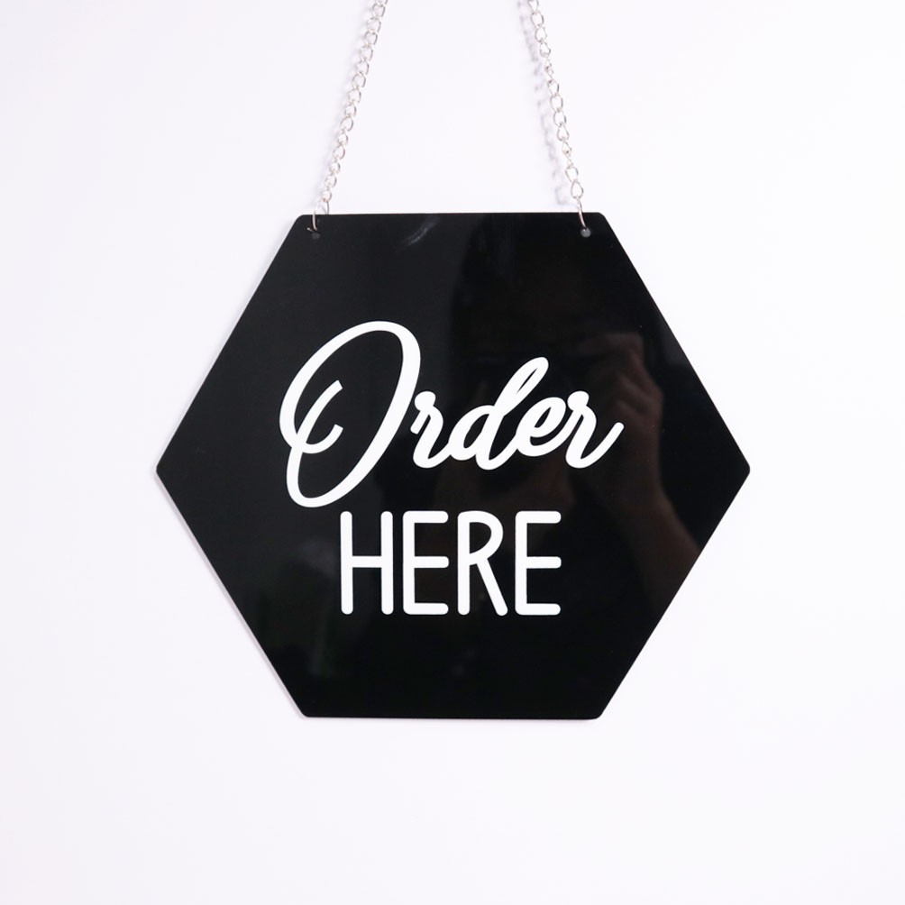 Order Here | Akrilik Hexagonal Black | Sign Board