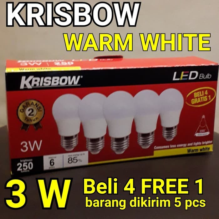 krisbow Bohlam lampu LED 3 watt isi 5 pcs - Kuning