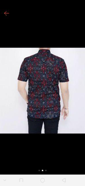 Predz_id 6478 Kemeja Batik Slimfit Pria Lengan Pendek Kemeja Batik Cowok Kerja Kantoran