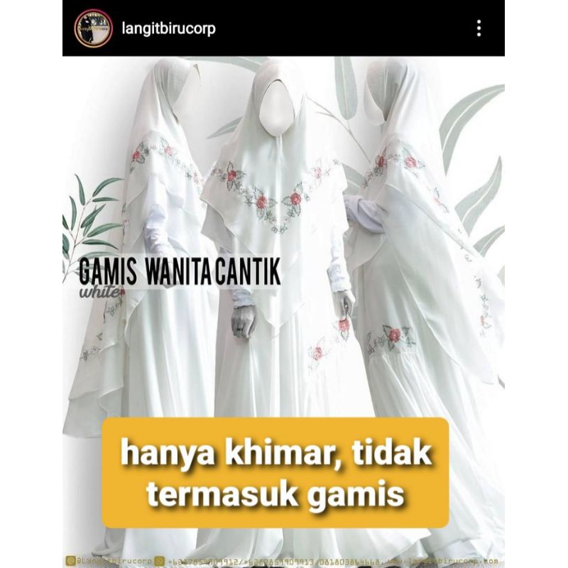 Preloved like new khimar wanita cantik (bordir) by langit biru corp warna putih