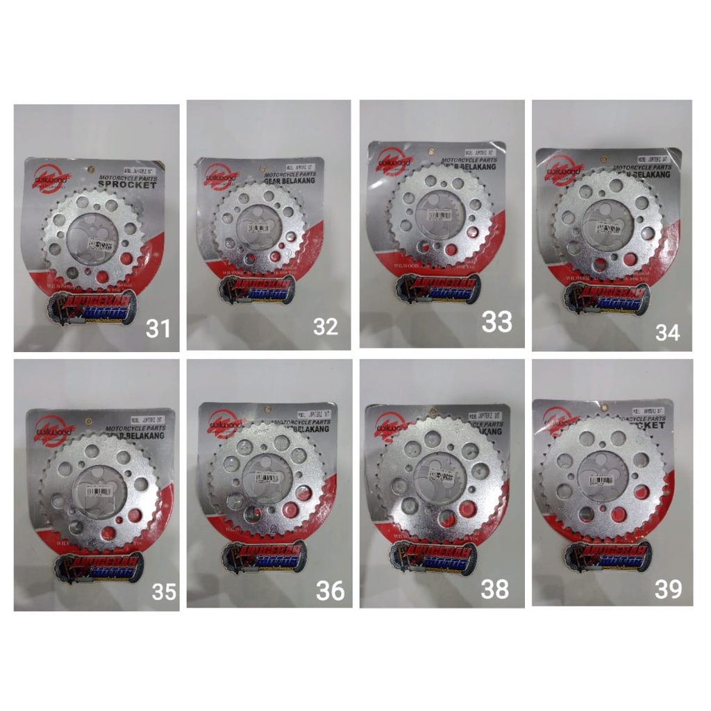 Gear Gir Belakang Willwood Jupiter Z - VEGA - RX king -  FIZ -  Force 1 - Ukuran  428 - 32 - 33 - 34