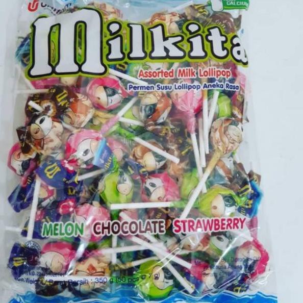 PERMEN SUSU ANEKA RASA MILKITA ASSORTED MILK LOLIPOP LOLLIPOP ISI 50 PCS 350 GR GRAM 350GR 350GRAM