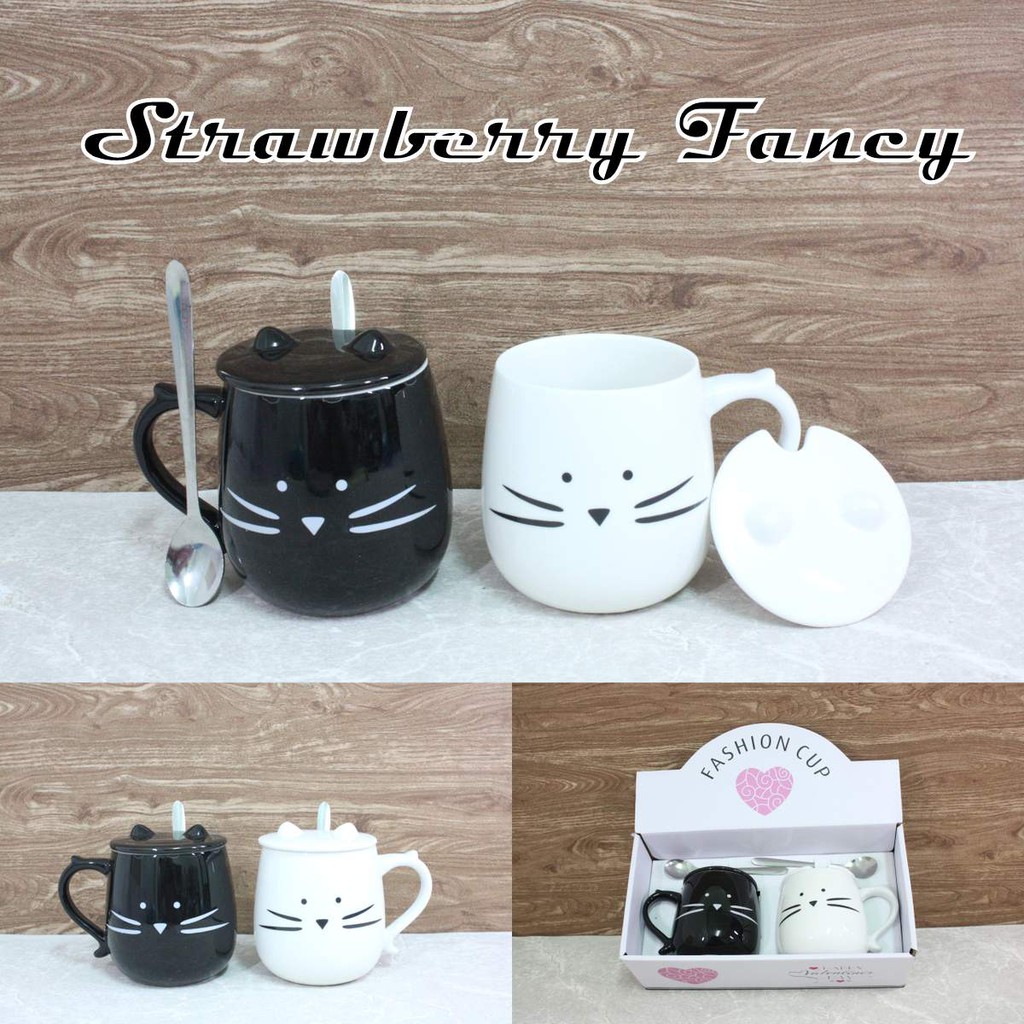 Mug Gelas Keramik  Sepasang Motif Kucing Set Shopee Indonesia