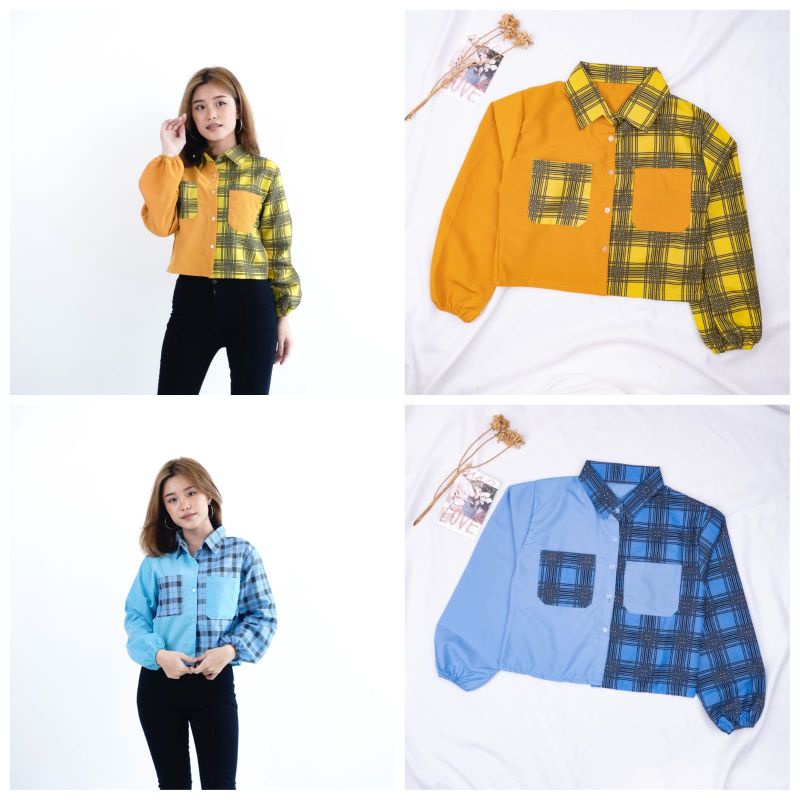 VF/ KEMEJA CROP TWO TONE