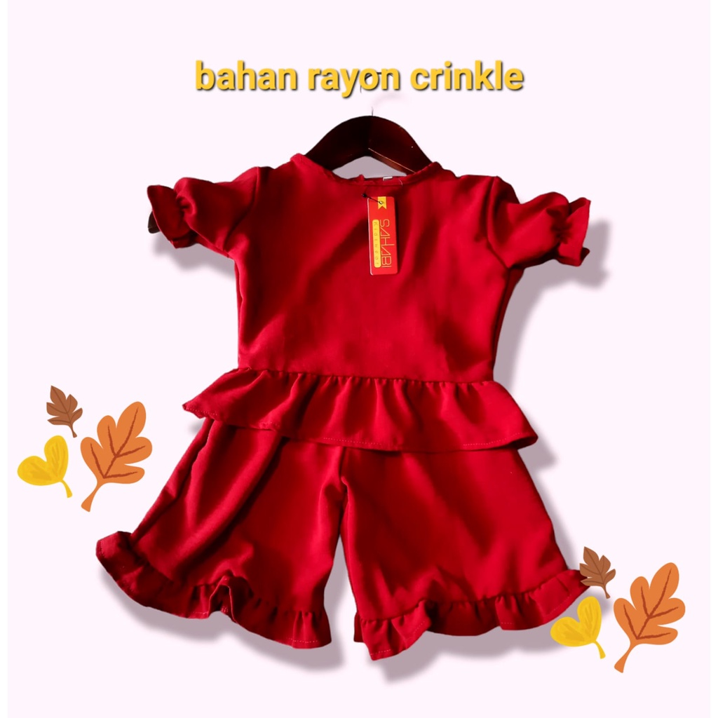 setelan baju anak perempuan bahan rayon crinkle