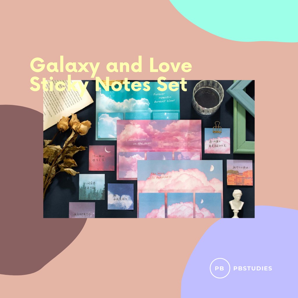 

GALAXY AND LOVE SERIES STICKY NOTES SET WITH COVER