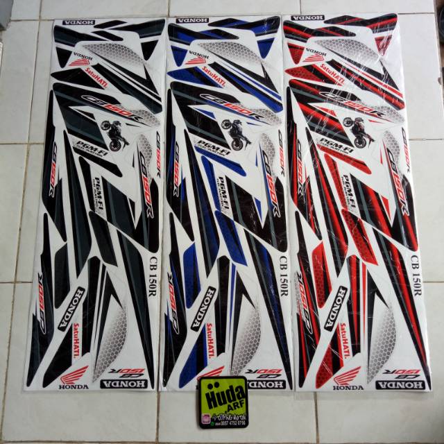 Striping sticker lis motor variasi honda CB150R old/lama "grafis"  biru-merah-hitam
