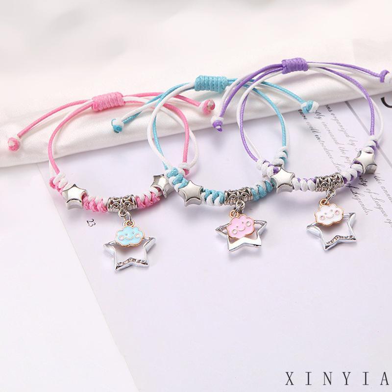 3pcs Gelang Tali Lilin Handmade Desain Bulan Bunga Luminous Untuk Pasangan