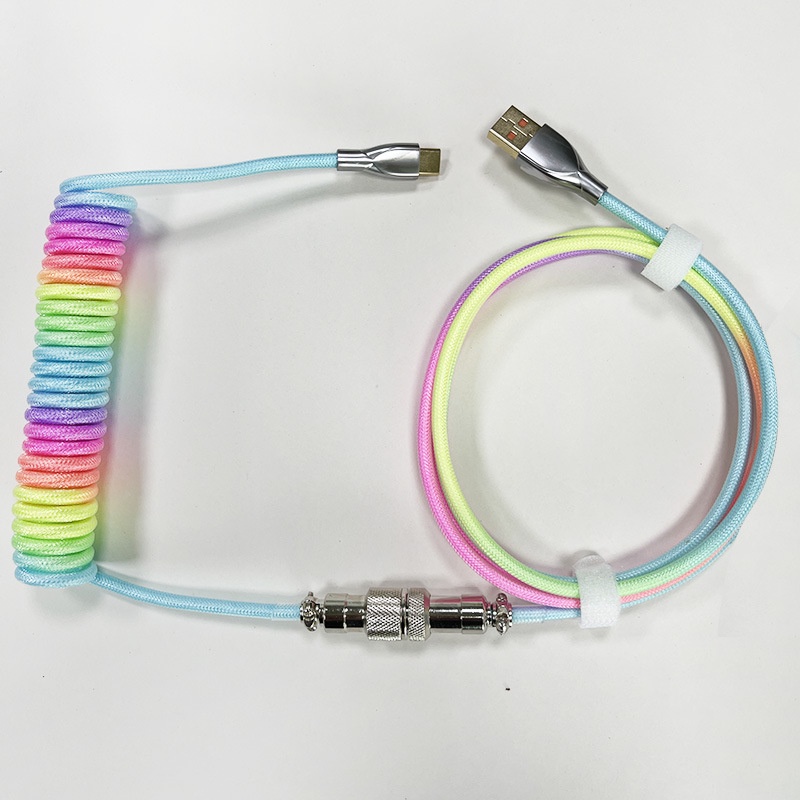 Mechanical Keyboard Data Personalization Spring  Custom  Coiled Braided USB Charging Type-C Cable