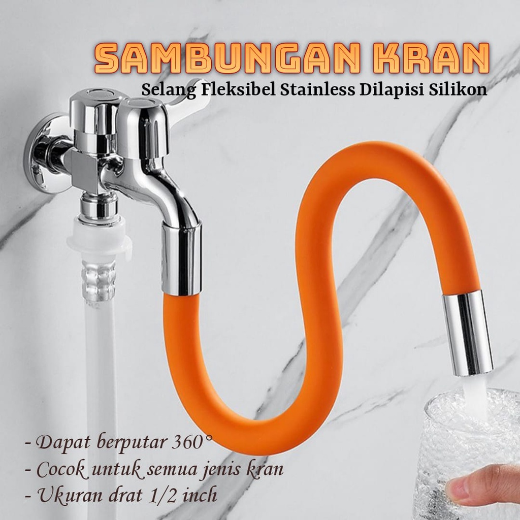 (VCM) SELANG PIPA SAMBUNGAN KERAN AIR UNIVERSAL 50cm  / PIPA KRAN FLEKSIBEL 360 DERAJAT BAHAN SILIKON