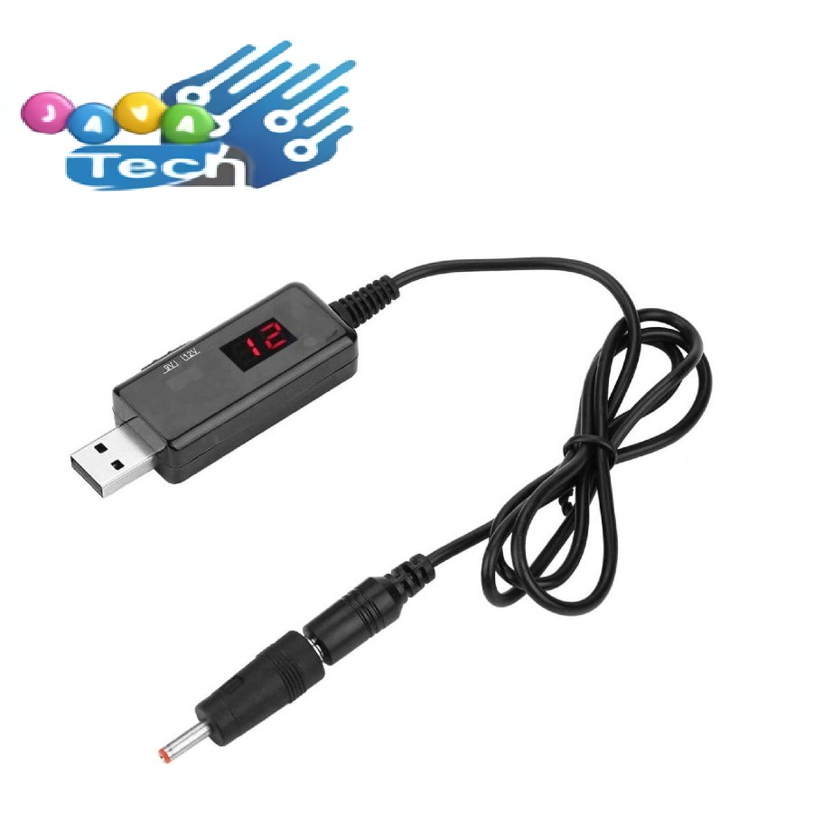 Kabel KWS-912V USB DC 5V Step-up 9V / 12V DC dengan Display Voltmeter