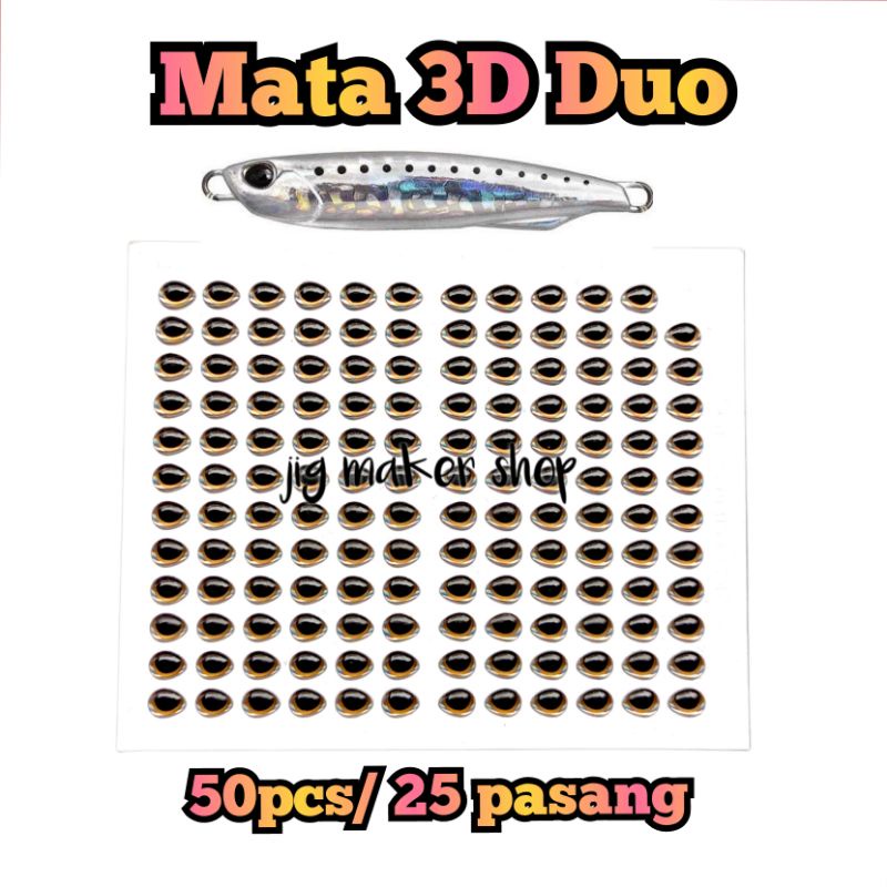 stiker mata ikan oval 3d Duo 50pcs/ 25 pasang