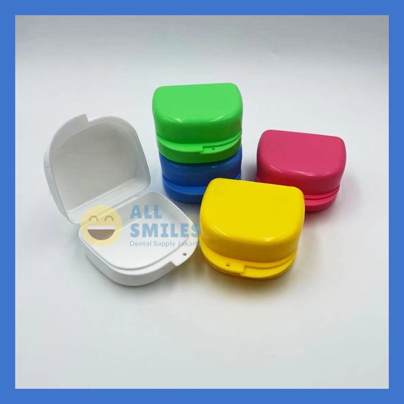 Kotak retainer behel ortho besar denture box gigi palsu tempat wadah hawley retainer kawat gigi brac
