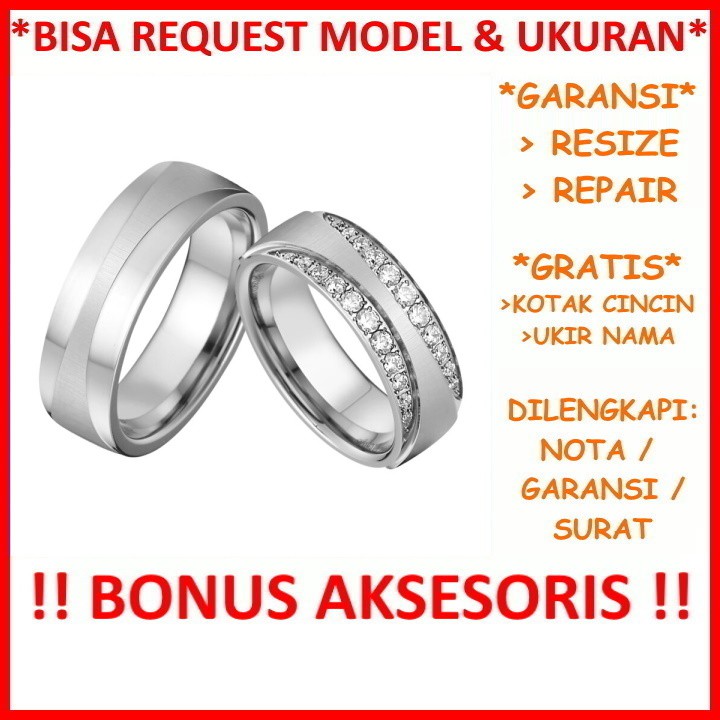 Gratis Ukir Nama Garansi Silver Asli Bisa Pesan Model Cincin Kawin Couple Perak Tunangan Nikah Id561