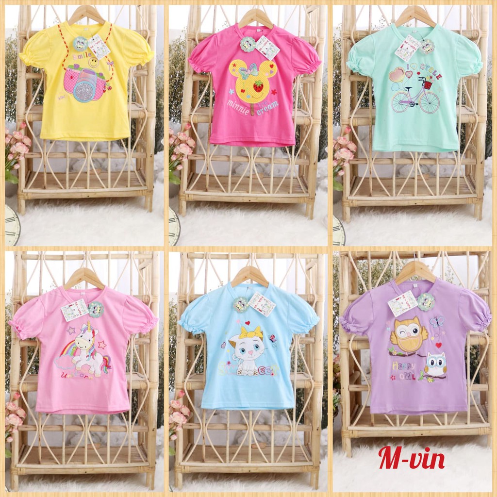 Baju Kaos Anak Kucing Sweet / Atasan Anak lucu / Kaos anak Bordir / TUMBLR ANAK 1-9tahun MVIN