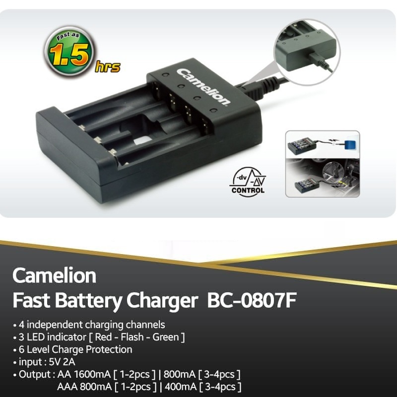 Charger Baterai Camelion for AA / AAA BC-0807F USB
