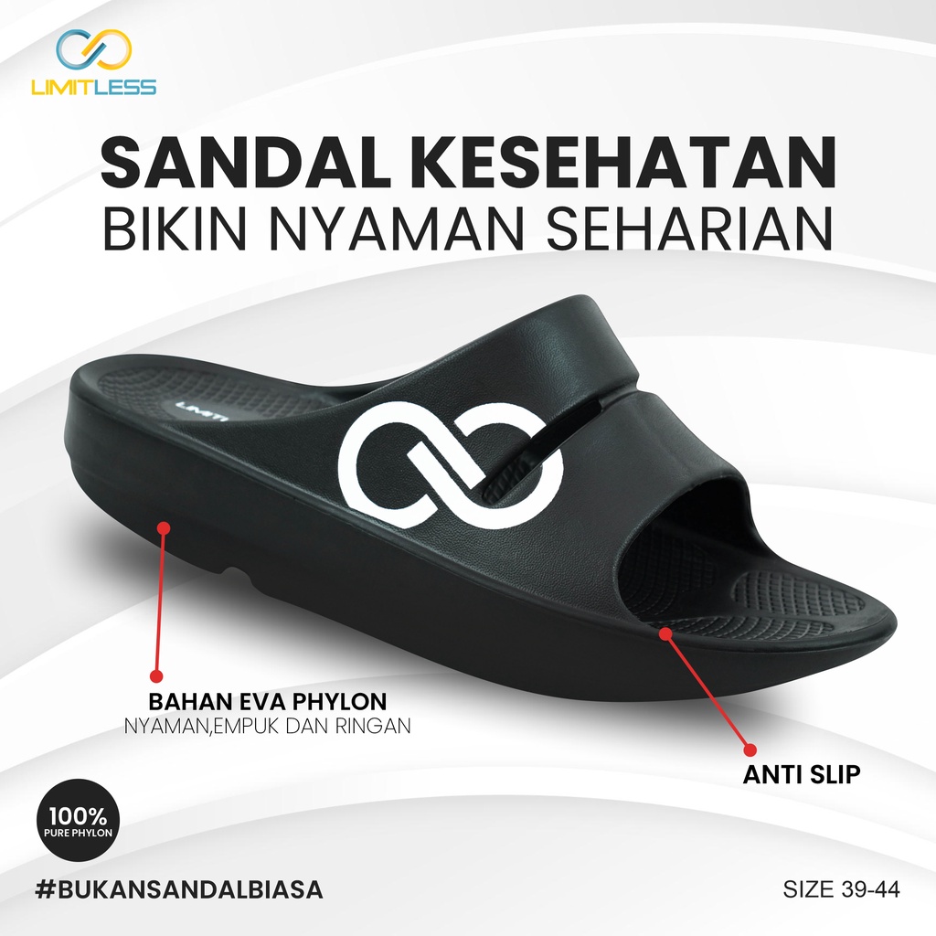 Sandal Selop Karet Pria Dewasa Sendal Pria Slip On Terapi Kesehatn Sandal Slide Pria Hitam Casual