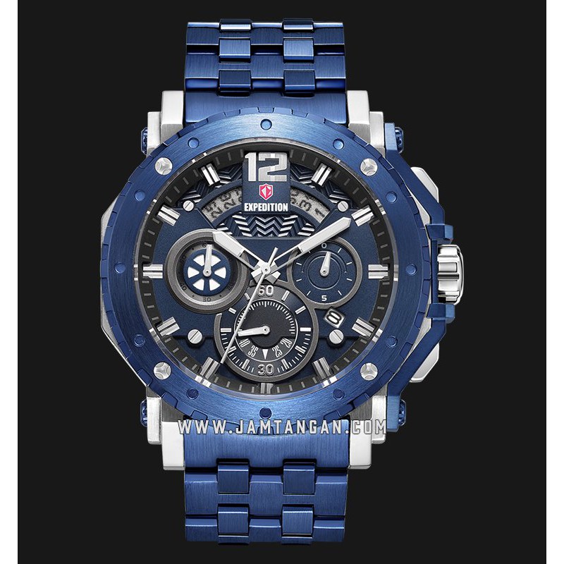 Expedition E 6402 MC BTUBU Chronograph Men Blue Dial Blue Stainless Steel Strap