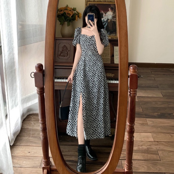 [COD] LB - Long dress fashion import / Korean fashion dress / Dress motif kekinian / D120