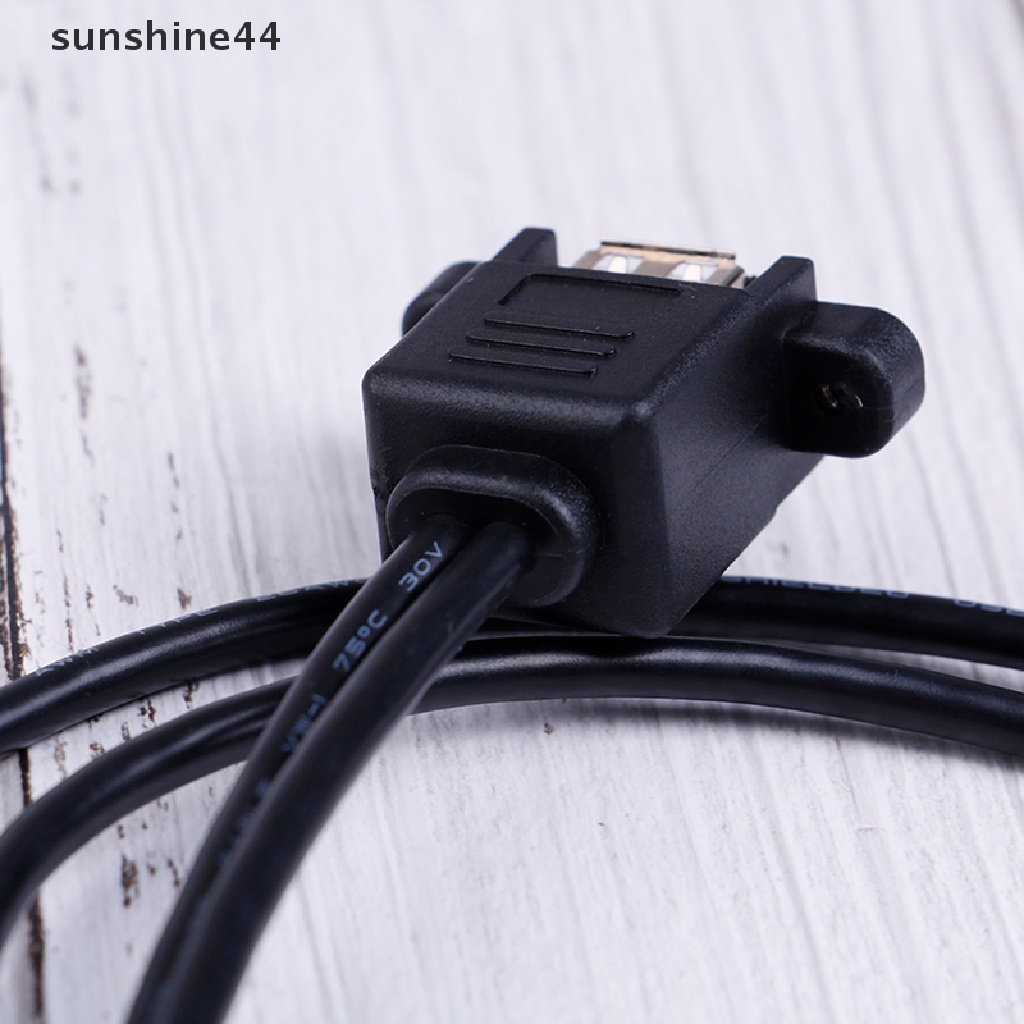 Sunshine Dual USB 2.0 A female socket panel mount to 2 USB A male 50cm extension cable ID