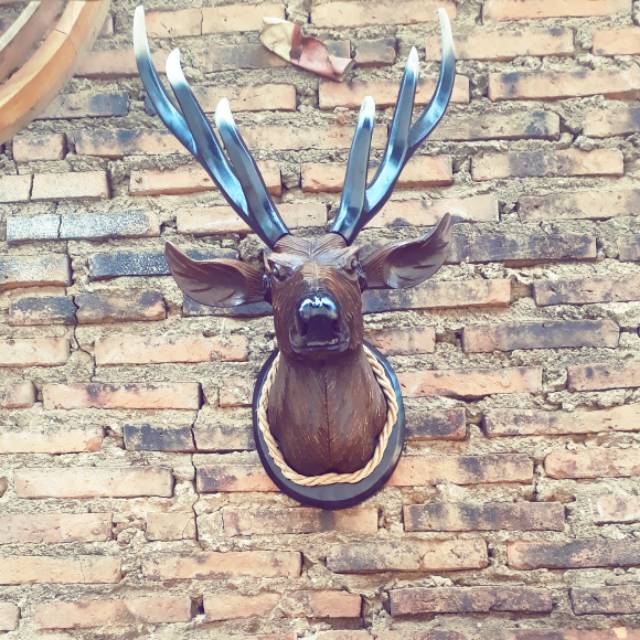 Patung kayu kepala rusa /pajangan dinding