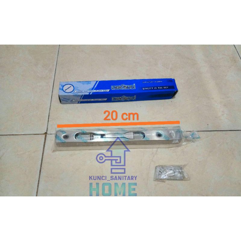 Grendel Tanam BAWAH SAJA 20 cm Dekkson / Grendel Bawah Pintu Kupu Kupu Dekkson / Flush Bolt Dekkson