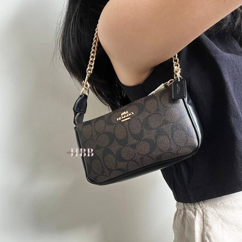 Jual Coach Large Wristlet 19 in Signature Canvas Brown Black Shopee Indonesia