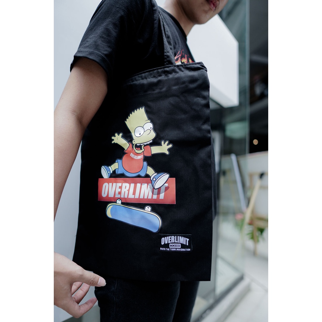 Tas Totebag OVERLIMIT Tote Bag Resleting Serba Guna / Totbag Distro Tas Tootbag Casual Tot Bag Motif Simpson