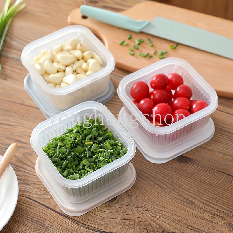 Kotak Penyimpanan Bawang / Jahe / Buah / Sayuran Dengan Penutup Untuk Kulkas Dapur