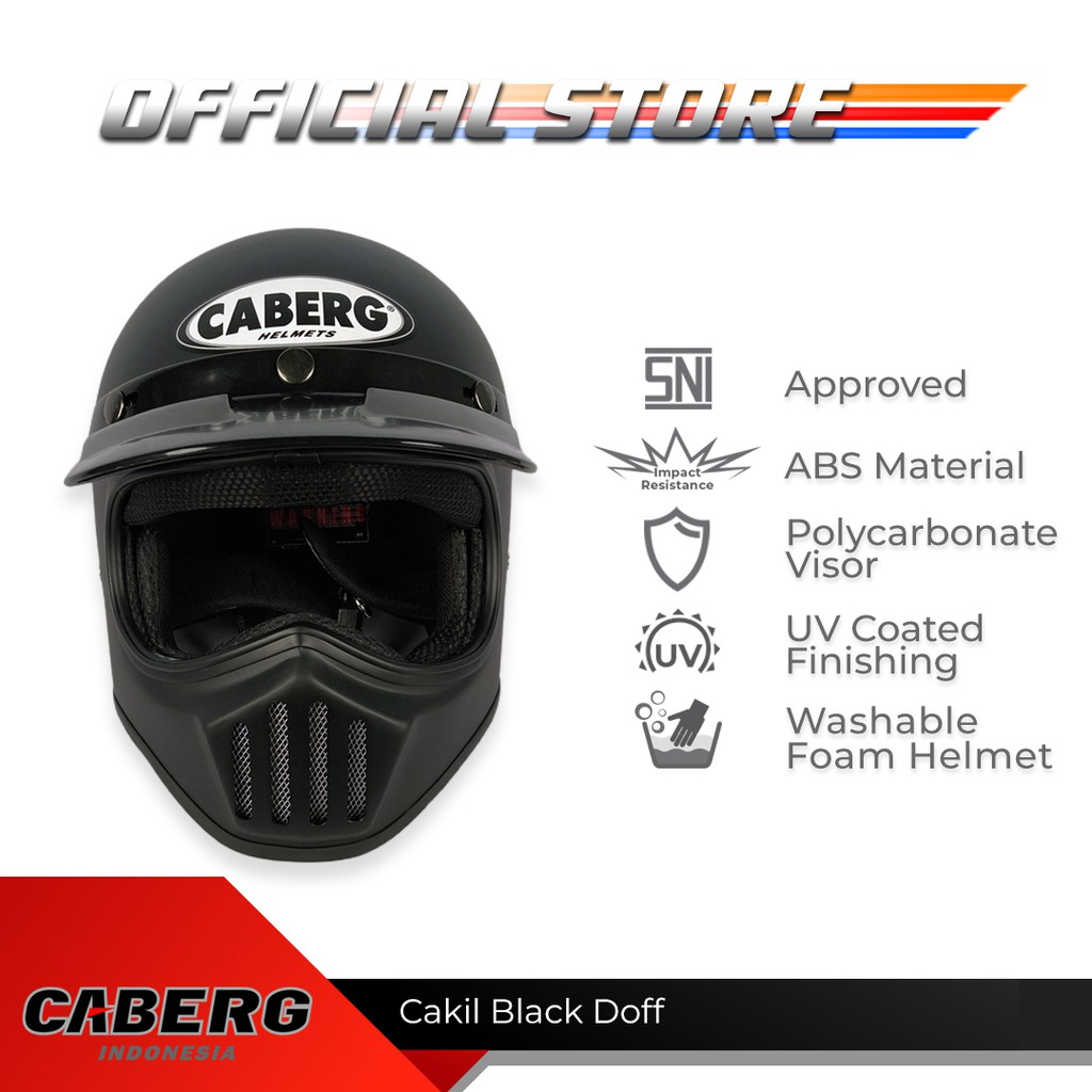 Caberg Helm Cakil Solid Black Doft Full Face