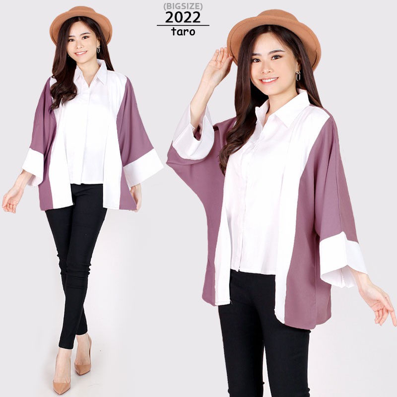 ARENA - Kemeja Jumbo Wanita 2 tone Bigsize